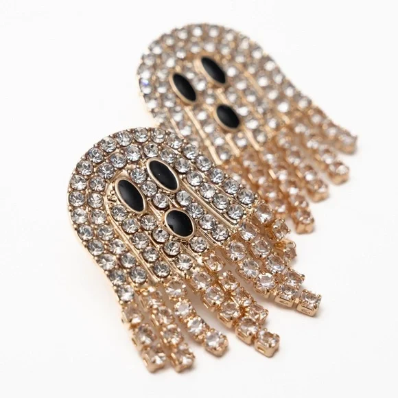 Halloween Rhinestone Ghost Earrings. - Picture 6 of 7